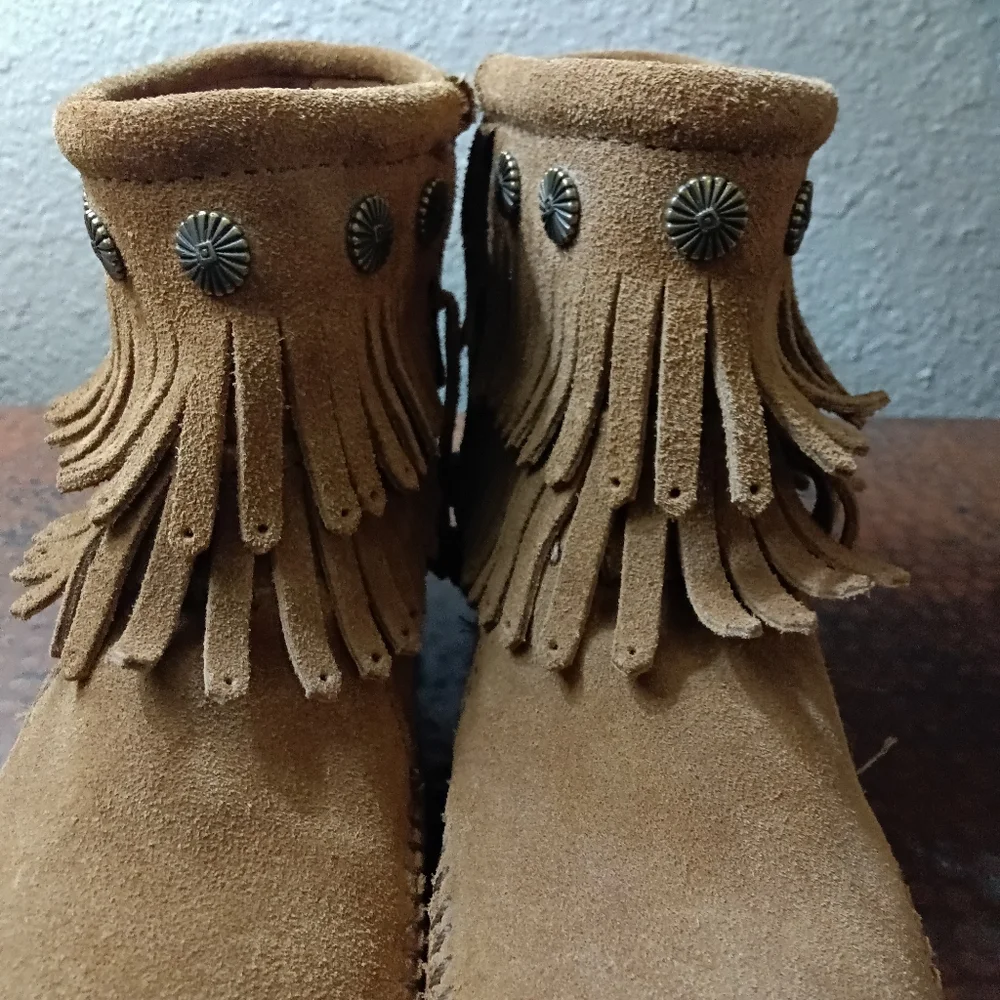 Minnetonka x Free People Sz. 7 Double Fringe Side Zip Boots